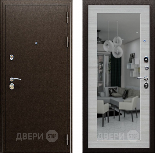 Входная металлическая Дверь АСД Спартак с зеркалом Акация светлая в Одинцово