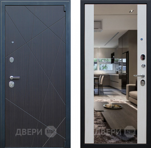 Входная металлическая Дверь АСД Вектор с зеркалом Лиственница белая в Одинцово