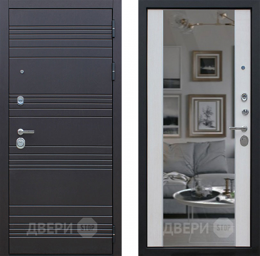 Входная металлическая Дверь АСД Дуэт с зеркалом Лиственница белая в Одинцово