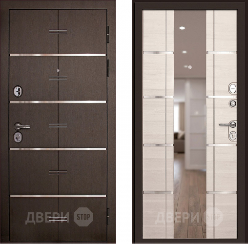 Входная металлическая Дверь (Дверной Континент) Савона с зеркалом Беленый дуб в Одинцово