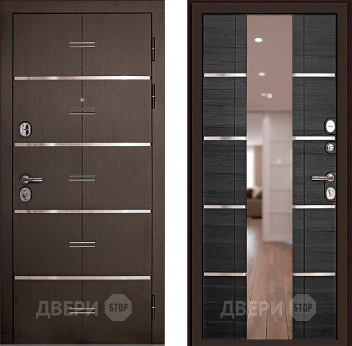 Входная металлическая Дверь (Дверной Континент) Савона с зеркалом Венге в Одинцово