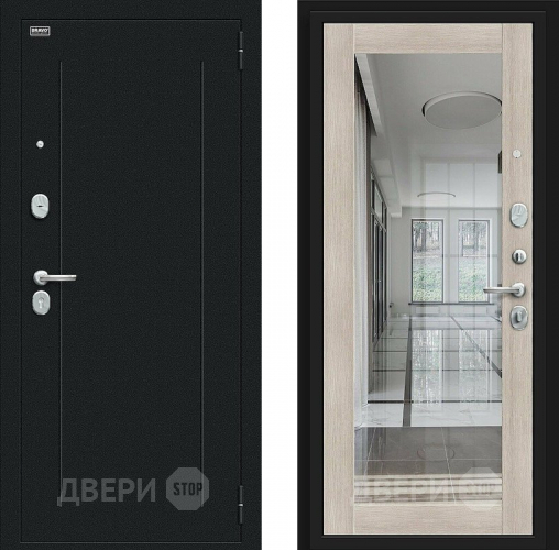 Входная металлическая Дверь Bravo Флэш Букле черное/Cappuccino Veralinga в Одинцово