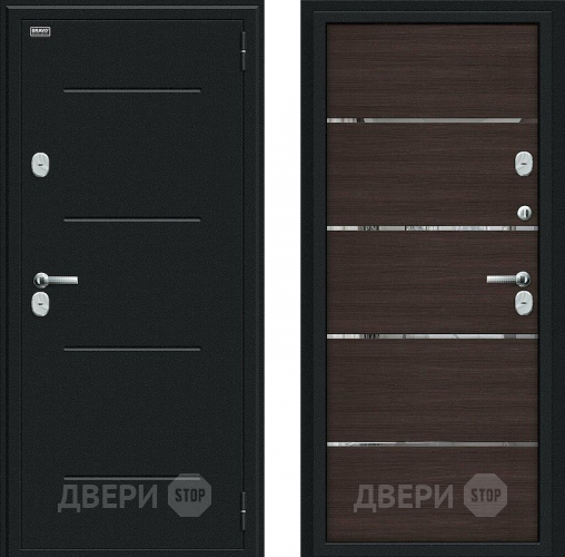 Входная металлическая Дверь Bravo Thermo Лайн Букле черное/Wenge Veralinga в Одинцово