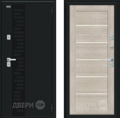 Дверь Bravo Thermo Техно Декор Букле черное/Cappuccino Veralinga в Одинцово