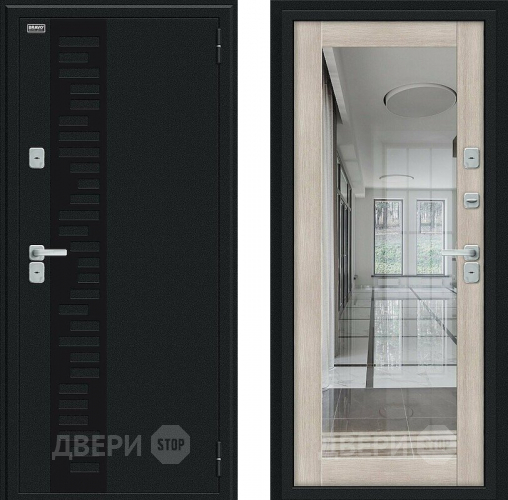Входная металлическая Дверь Bravo Thermo Флэш Декор Букле черное/Cappuccino Veralinga в Одинцово