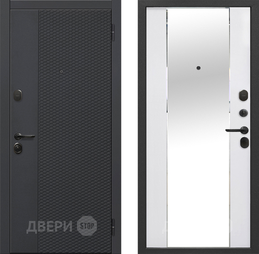 Входная металлическая Дверь Флорида Зеркало Фацет Эммалит Белый в Одинцово