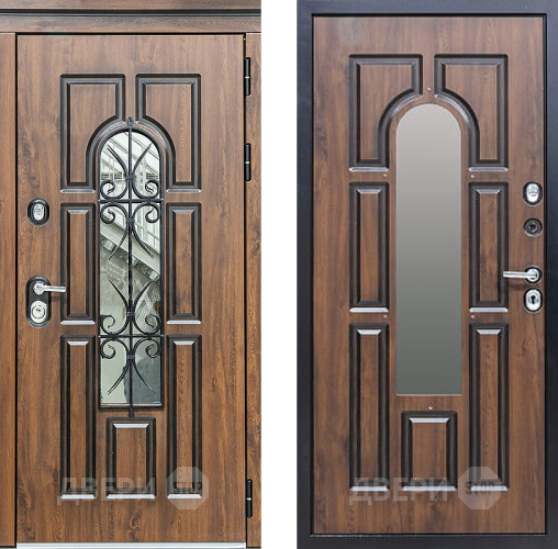 Входная металлическая Дверь Сударь МХ-32 Винорит Темный Дуб с Ковкой и окном в Одинцово