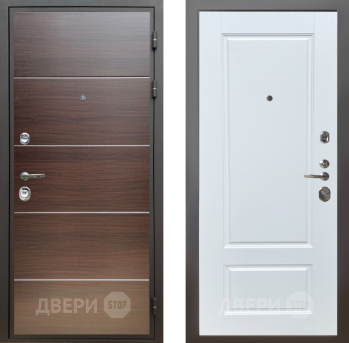 Входная металлическая Дверь Шелтер (SHELTER) Комфорт Венге структурный горизонт 4 Белый матовый в Одинцово
