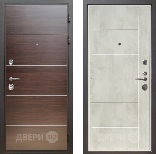 Входная металлическая Дверь Шелтер (SHELTER) Комфорт Венге структурный горизонт 11 Бетон крем в Одинцово