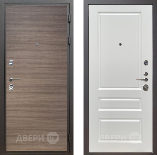 Входная металлическая Дверь Шелтер (SHELTER) Комфорт Дуб тоскано поперечный 1 Белый ясень в Одинцово