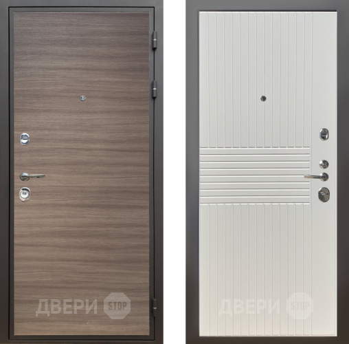 Входная металлическая Дверь Шелтер (SHELTER) Комфорт Дуб тоскано поперечный 10 Силк Сноу в Одинцово