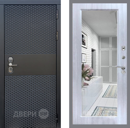 Входная металлическая Дверь Стоп БЛЭК CISA Зеркало Сандал белый в Одинцово