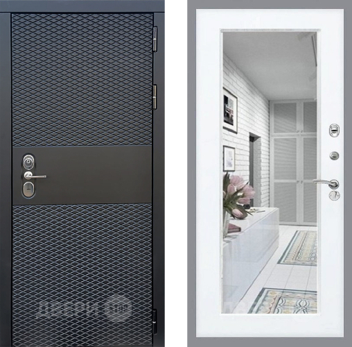 Входная металлическая Дверь Стоп БЛЭК CISA Зеркало Силк Сноу в Одинцово