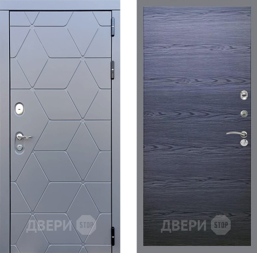 Входная металлическая Дверь Стоп КОСМО Гладкая Дуб тангенальный черный в Одинцово