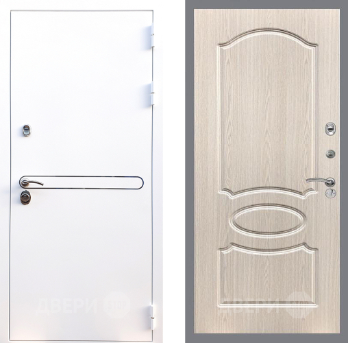 Входная металлическая Дверь Стоп Лайн Вайт ФЛ-128 Беленый дуб в Одинцово