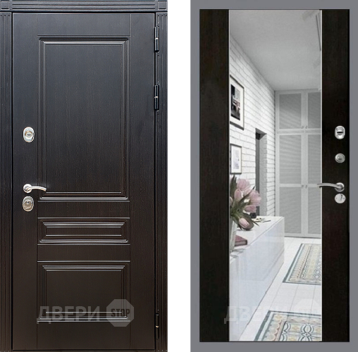 Входная металлическая Дверь Стоп МЕГАПОЛИС Зеркало СБ-16 Венге в Одинцово