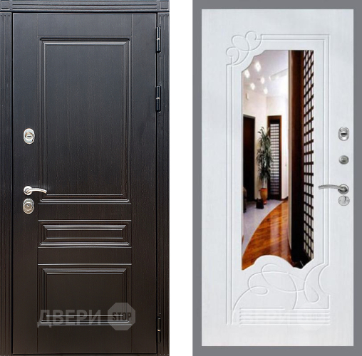 Входная металлическая Дверь Стоп МЕГАПОЛИС ЗкркалоФЛ-147 Ясень белый в Одинцово