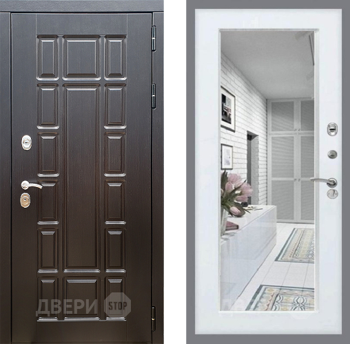 Входная металлическая Дверь Стоп НЬЮ ЙОРК Зеркало Белый ясень в Одинцово