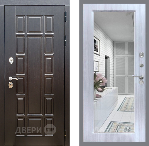 Входная металлическая Дверь Стоп НЬЮ ЙОРК Зеркало Сандал белый в Одинцово