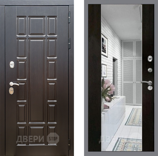 Входная металлическая Дверь Стоп НЬЮ ЙОРК Зеркало СБ-16 Венге в Одинцово