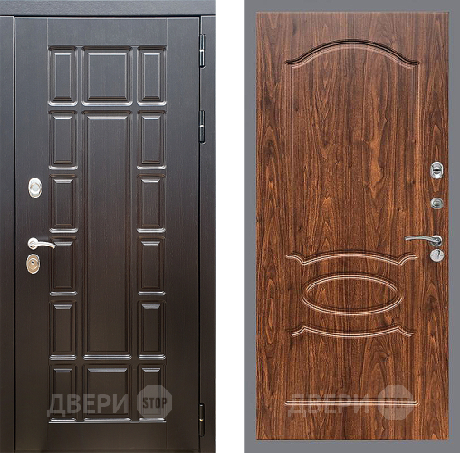 Входная металлическая Дверь Стоп НЬЮ ЙОРК ФЛ-128 орех тисненый в Одинцово