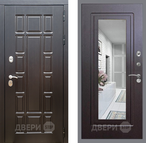 Входная металлическая Дверь Стоп НЬЮ ЙОРК Зеркало ФЛ-120 Венге в Одинцово