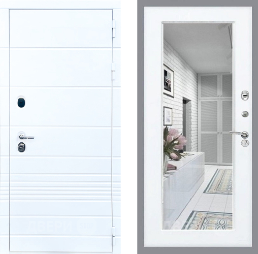 Входная металлическая Дверь Стоп ТРЕНДО Зеркало Силк Сноу в Одинцово