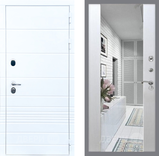 Входная металлическая Дверь Стоп ТРЕНДО Зеркало СБ-16 Лиственница беж в Одинцово