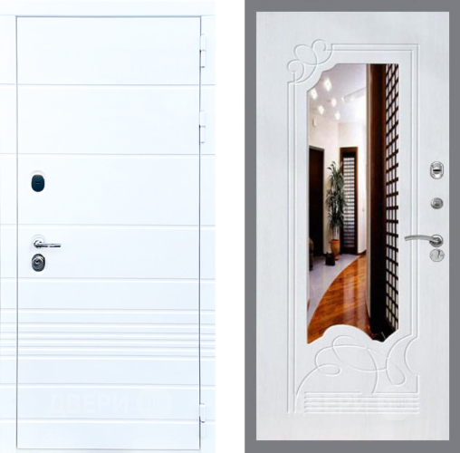 Входная металлическая Дверь Стоп ТРЕНДО ЗкркалоФЛ-147 Ясень белый в Одинцово