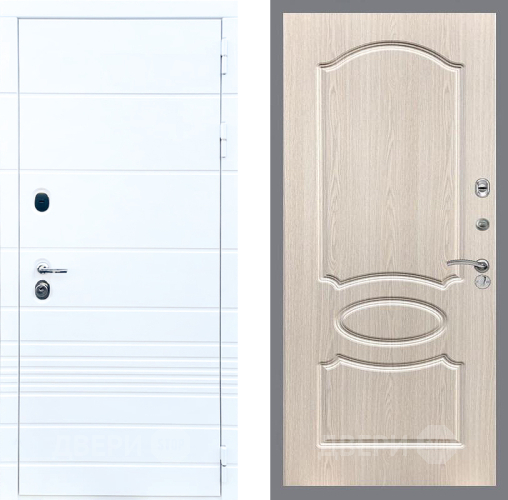 Входная металлическая Дверь Стоп ТРЕНДО ФЛ-128 Беленый дуб в Одинцово