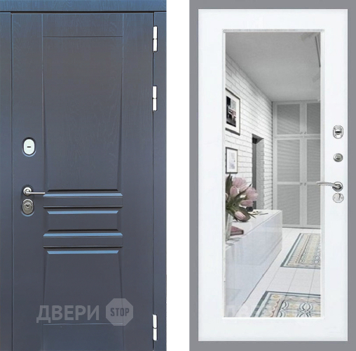 Входная металлическая Дверь Стоп ПЛАТИНУМ Зеркало Силк Сноу в Одинцово