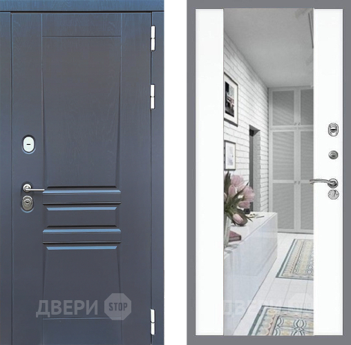 Входная металлическая Дверь Стоп ПЛАТИНУМ Зеркало СБ-16 Силк Сноу в Одинцово