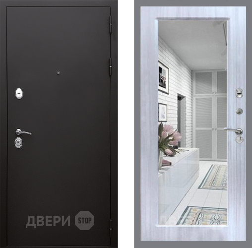 Входная металлическая Дверь Стоп КЛАССИК Шагрень Зеркало Сандал белый в Одинцово