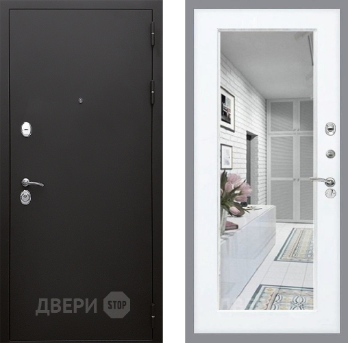 Входная металлическая Дверь Стоп КЛАССИК Шагрень Зеркало Силк Сноу в Одинцово