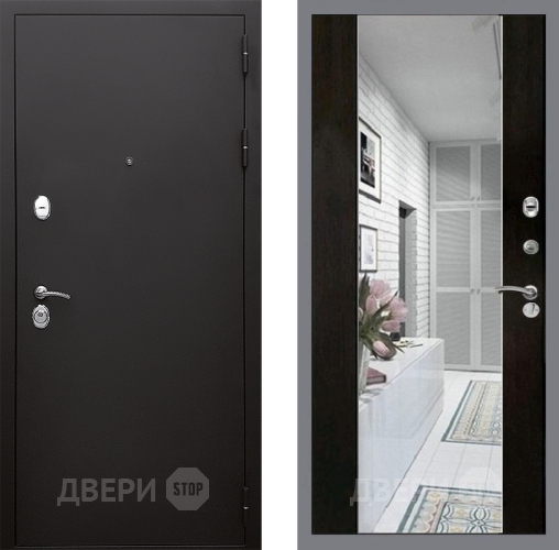 Входная металлическая Дверь Стоп КЛАССИК Шагрень Зеркало СБ-16 Венге в Одинцово