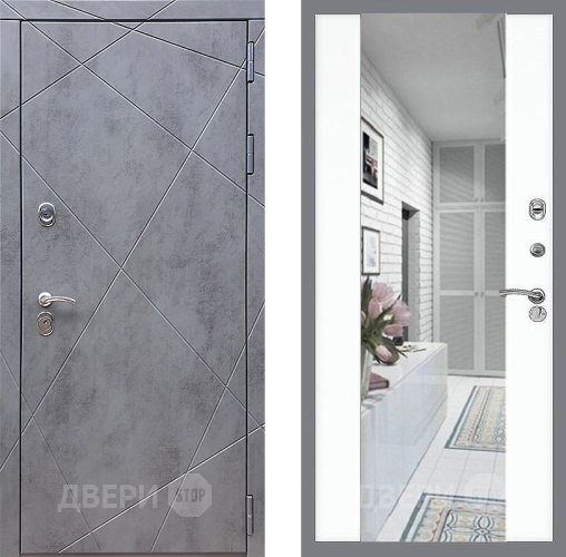 Входная металлическая Дверь Стоп Лучи Зеркало СБ-16 Силк Сноу в Одинцово