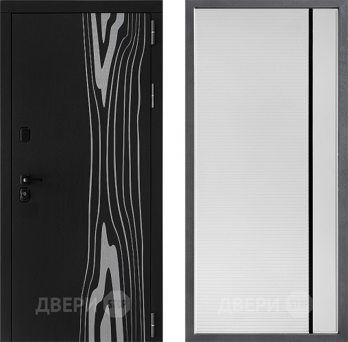 Входная металлическая Дверь Дверной континент ДК-12 ФЛ-757 Черное Стекло Софт милк в Одинцово