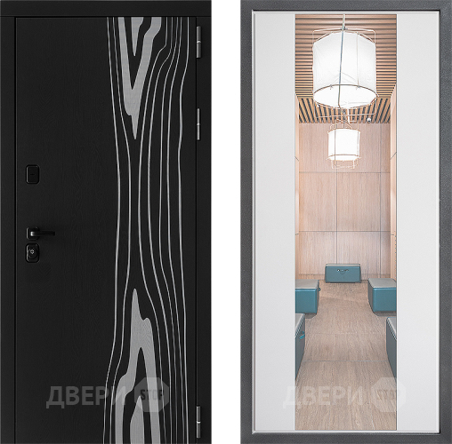 Входная металлическая Дверь Дверной континент ДК-12 ФЛЗ-1 Зеркало Белый софт в Одинцово