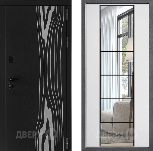 Входная металлическая Дверь Дверной континент ДК-12 ФЛЗ-2 Зеркало Белый софт в Одинцово