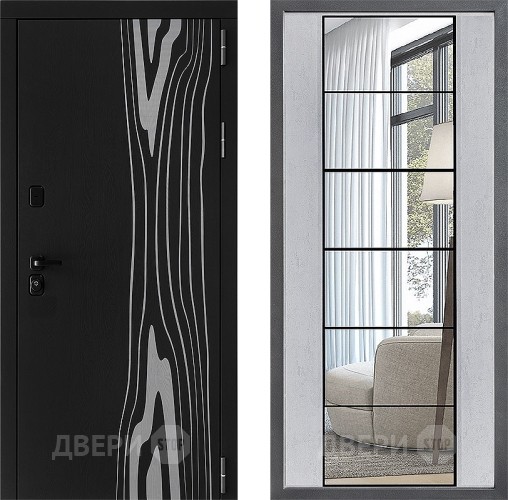 Входная металлическая Дверь Дверной континент ДК-12 ФЛЗ-2 Зеркало Бетон светлый в Одинцово