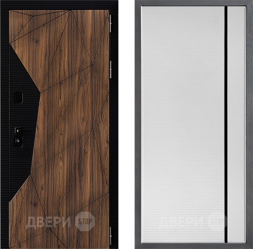 Входная металлическая Дверь Дверной континент ДК-11 ФЛ-757 Черное Стекло Софт милк в Одинцово