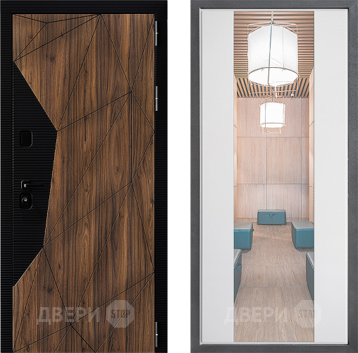 Входная металлическая Дверь Дверной континент ДК-11 ФЛЗ-1 Зеркало Белый софт в Одинцово