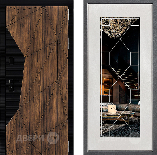 Входная металлическая Дверь Дверной континент ДК-11 ФЛ-Тиффани Зеркало Белое дерево в Одинцово