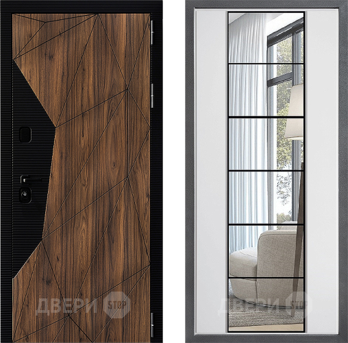 Входная металлическая Дверь Дверной континент ДК-11 ФЛЗ-2 Зеркало Белый софт в Одинцово