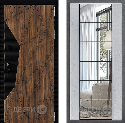 Дверь Дверной континент ДК-11 ФЛЗ-2 Зеркало Бетон светлый в Одинцово