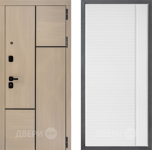 Входная металлическая Дверь Дверной континент ДК-14 ФЛ-757 Белое Стекло Софт милк в Одинцово