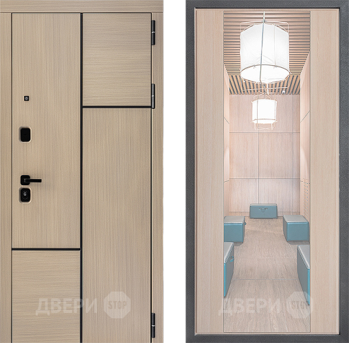 Входная металлическая Дверь Дверной континент ДК-14 ФЛЗ-1 Зеркало Капучино в Одинцово