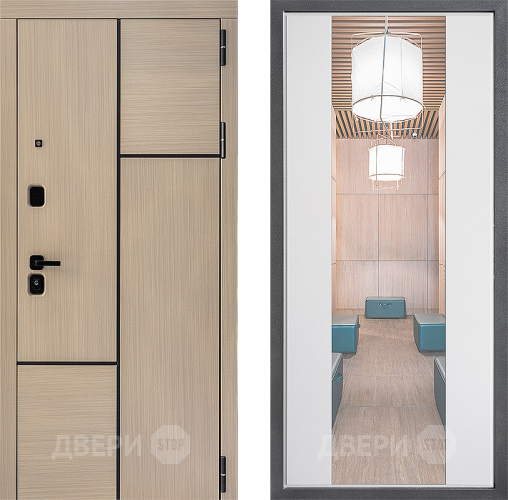 Входная металлическая Дверь Дверной континент ДК-14 ФЛЗ-1 Зеркало Белый софт в Одинцово