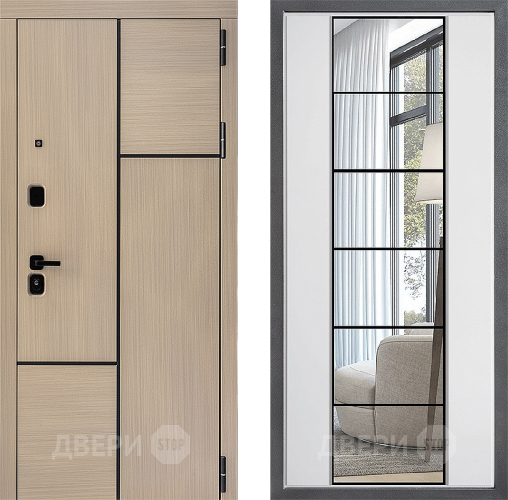 Входная металлическая Дверь Дверной континент ДК-14 ФЛЗ-2 Зеркало Белый софт в Одинцово