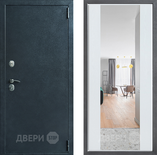 Дверь Дверной континент ДК-70 Дизайн ФЛЗ-1 Зеркало Белое дерево в Одинцово